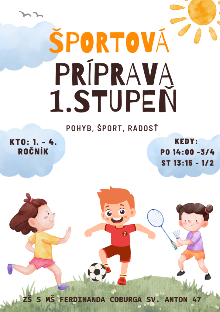 Plagát: Športová príprava 1.stupeň Sv. Anton