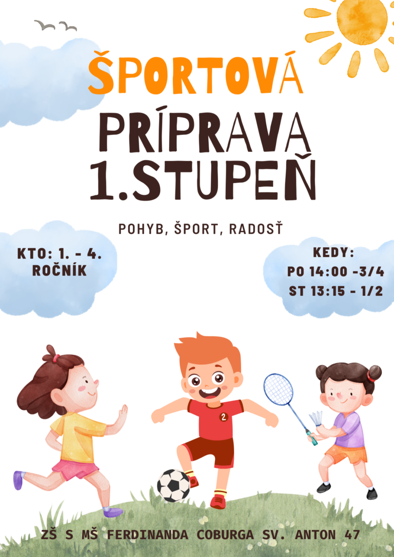 Plagát – Športová príprava 1.stupeň Sv. Anton